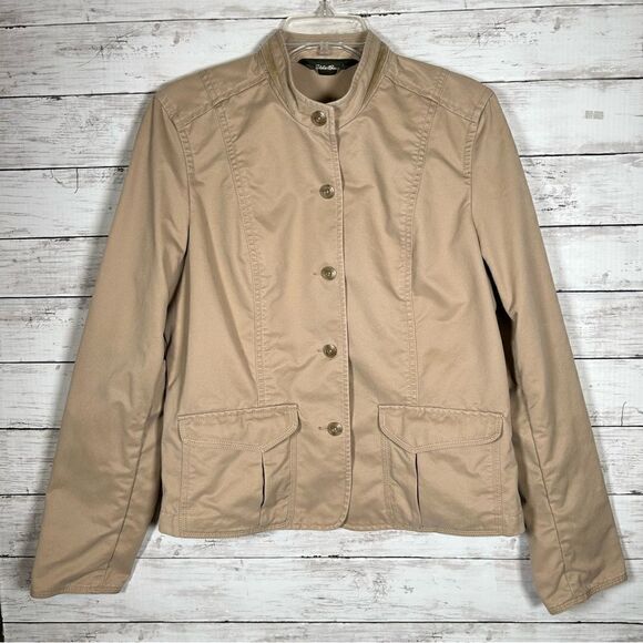 Eddie Bauer Khaki Twill Cotton Utility Jacket 12 - Picture 1 of 8